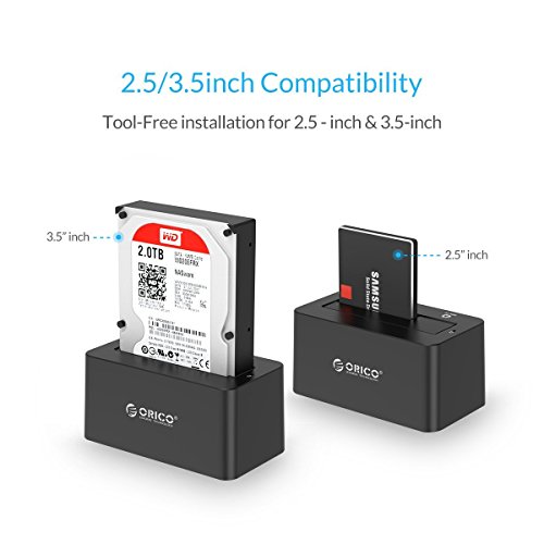 ORICO USB 3.0 Externe Festplatten-Dockingstation für 2,5 / 3,5 Zoll SATA III SSD und HDD – UASP für SATA 6 Gbps - 2