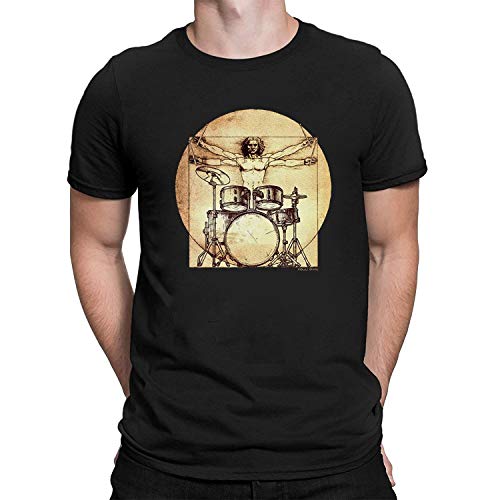 Hombres Y Damas Da Vinci Drummer T-Shirt Mens Ladies Unisex Fit Drums Music
