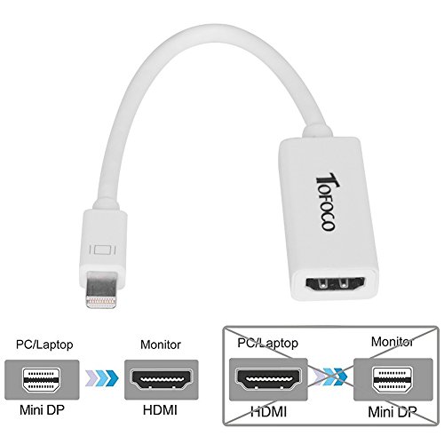 tofoco Mini DP auf HDMI, Mini DisplayPort (Thunderbolt Port Kompatibel) auf HDMI Kabel für MacBook/Pro/Air/iMac/Microsoft Surface Pro/Dell/Lenovo – Weiß - 2