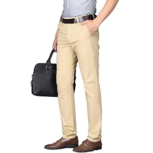 Aelegant Homme Pantalon Long Commercial Business Couleur Unie Haute Taille Droit Tube