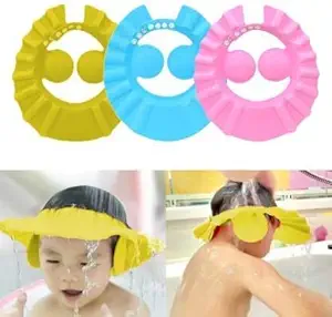 Pragya Adjustable and Soft Baby Shower Cap, Baby Bath Cap for Kids and Children Protection of Hair & Ears from Shampoo and Water | Bathroom Caps | Wash Shower Cap (Multi Color - Pack of 1)