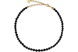 GD GOOD.designs EST. 2015 Cavigliere da donna con perle di giada 4 mm - Impermeabile - Cavigliera in pietra naturale colorata con chiusura regolabile in oro 18 carati