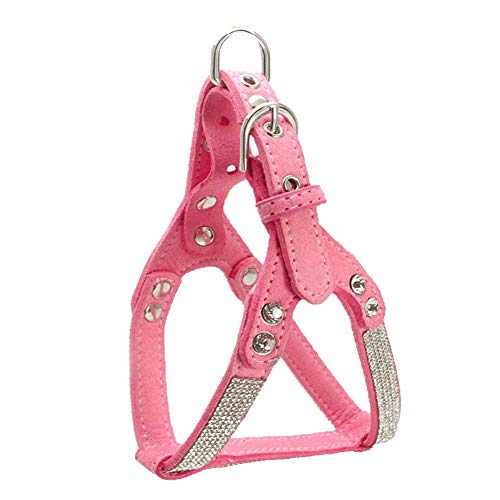 Preisvergleich Produktbild JKRTR Hund führt Doppellagige Mikrofaser Strass Brustgurt einstellbar(Rosa,M)