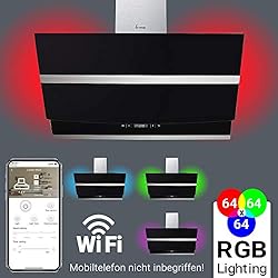 Hotte aspirante murale (80 cm, acier inoxydable, verre noir, WIFI, extra silencieux, 605 m³/h, 4 marches, éclairage LED RVB, touches à détecteur TouchSelect) HERMES807SM - KKT KOLBE