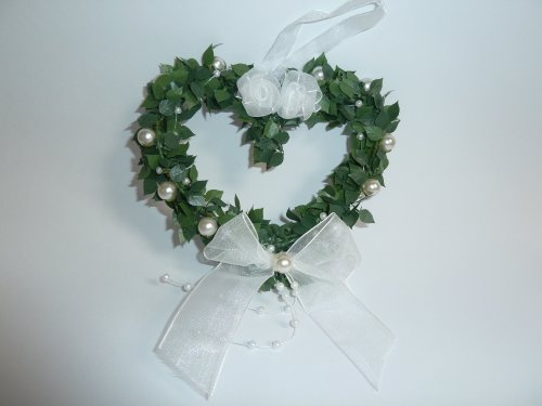 Buchsbaumkranz in Herzform Türkranz Fensterkranz für die festliche Dekoration von Hochzeit Kommunion Firmung Taufe oder andere besondere Anlässe - 3