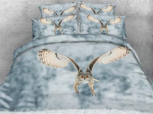 LifeisPerfect 3pcs kids adult owl duvet cover set Single Full queen super king size bedding sets snowy owl bed linen with 1 quilt cover 2 sham