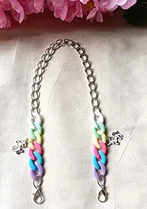 DAZZLE COLLECTION Multicoloured Face Mask Chain With Unicorn Charms For Boys And Girls