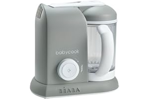 ‎BÉABA BÉABA - Babycook Solo - 4 in 1 Babynahrungszubereiter - Schonender Dampfgarer - Schnelles Dampfgaren in 15 Minuten - Garkorb aus Edelstahl - Grau