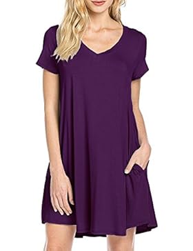 POSESHE Damen Kurzarm beiläufige lose T-Shirt Kleid