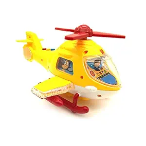 KHILONA MALL Push and Go Friction Powered Helicopter Toy with Light and Sound Effects