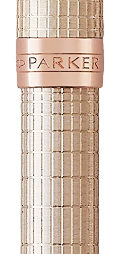 PARKER Sonnet Chiselled Silver, Rose Gold-Plated Trim Ballpoint Pen, Medium Nib – Gift Boxed