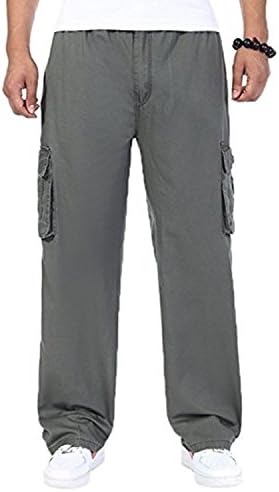 Men's Cotton Cargo Elastic High Waist Loose-Fit Leisure Pant (army green, 6XL)