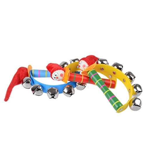 Vovotrade Baby-Regenbogen Musikinstrument -Spielzeug aus Holz Klingel-Ring Handbell Rattle - 6