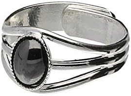 Handmade Celtic 3 Band Hematite Moonstone Pewter Ring (Adjustable)