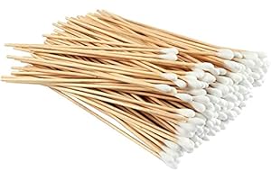 AIPAIDE Wattestäbchen 300 Stück Langer Holzgriff Watteträger 15cm Reinigungsstäbchen für Kamera Tastatur Make-up Polieren Reinigung