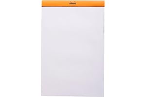 RHODIA 19000C - Stapled Notepad N°19 Orange - A4+ - 80 Detachable Sheets - Plain White Clairefontaine Paper 80 g/m - Soft, Resistant and Waterproof Coated Card Cover - Basics
