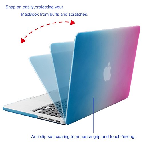 MOSISO Ultra Slim Plastik Hartschale Schutzhülle Hülle Snap Case für Macbook Pro 13 Zoll mit Retina Display NO CD-ROM Drive (A1502 / A1425), Rosa und Blau - 2