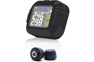 Système de surveillance de la pression des pneus de moto Riloer TPMS avec 2 capteurs externes, écran LCD sans fil, chargement USB, pour vélo, VTT