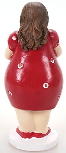 Dicke Frau Kellnerin 15 cm rot mit Tablett Mädchen Rubensfrau mollige Figur Fräulein - 3
