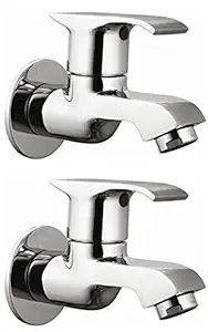 Drizzle Bib Cock Swift Brass Chrome Plated/Bathroom Taps/Quarter Turn Foam Flow Tap - Set of 2