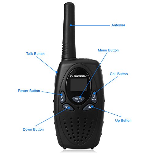 FLOUREON Black Walkie Talkies for Kids, 2-Way Radio with Long Distance Range, Toy Walky Talky for Home/Supermarket/Festival -Black