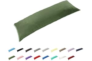Gyulin 100% Cotton 300 Thread Count Envelope Style 4.6ft Body Pillow Cover Pillowcase Pillow Protector Cushion Cover Non Zippered Only Cover No Insert 20" x 54" /51cm X 137cm Olive Green