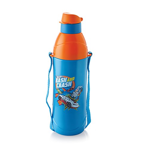 Cello Puro Junior Hot Wheel Print Plastic Water Bottle, 600ml, Dark Blue