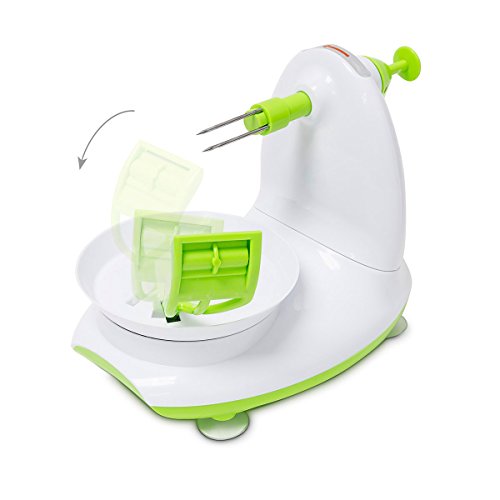 Relaxdays Apfelschäler mit Apfelschneider 2er Set aus Schälmaschine zum Apfel schälen und Apfel zerkleinern sowie als Entkerner auch ideal zum Kartoffeln schälen , grün-weiß - 5