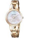 Citizen Damen Analog Quarz Uhr mit Edelstahl beschichtet Armband EM0433-87D