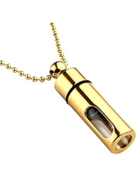 JOVIVI Memorial Anhänger Halskette Edelstahl Pillendose Kapsel Pillen Box Anhänger Flaschen Urn Anhänger Kette...