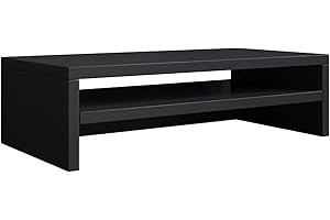 MB Muebles Bonitos | Support de Moniteur | Longueur 46 x Largeur 23 x Hauteur 13 cm | Réhausseur d'écran MDF Mélamine épaisseur 16mm | Finition Brillante | Couleur Noir | Modèle Adelis