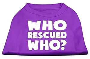 Mirage Pet Products Who Rescued Who Screen Print Shirt, X-Large, Purple