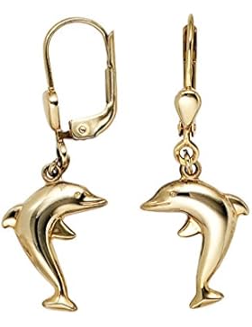 8 k ( 333 ) Gold Ohrhänger - Delfin - B 11,60 mm - H 32,10 mm