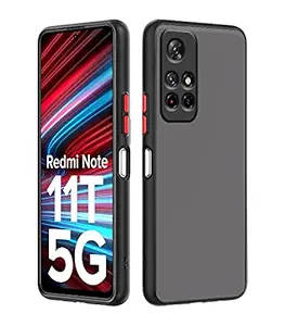 Pikkme Redmi Note 11T 5G Back Cover | Hybrid Smoked Back | Full Camera Protection | Raised Edges | Super Soft-Touch | Bumper Case for Redmi Note 11T 5G (Black)