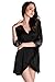 Produktbild Lomon Nachtwäsche Damen Morgenmantel Kimono Robe Satin Kurze Bademantel mit Spitze Für Frauen, Schwarz, 42
