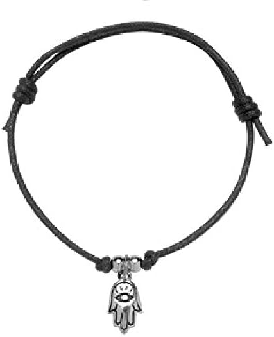 Fatima Khamsa Hand Bead Sterling Silver 925 Black Slide string