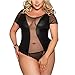 Produktbild HOTHYJ Damen Leder Perspektive Dessous Set Frauen Mini Versuchung Obsessive Bodysuit Clubwear Erotische Sexy Bodydoll Nachtwäsche Erotik Body Große Größen Unterwäsche Reizwäsche,Black,M