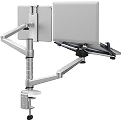 Ajustable Soporte de Monitor de Soporte de Escritorio Abrazadera de Soporte de Doble Brazo Giratorio de inclinación de Aluminio Universal para portátiles y Ordenadores Laptop & Tablet