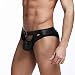 Produktbild Herren Slips,Beikoard Mode Herren Sexy Boxer Briefs Shorts Weiche Unterwäsche Ausbeulen Beutel Unterhose Herren-Unterwäsche aus Lackleder (S, Schwarz)