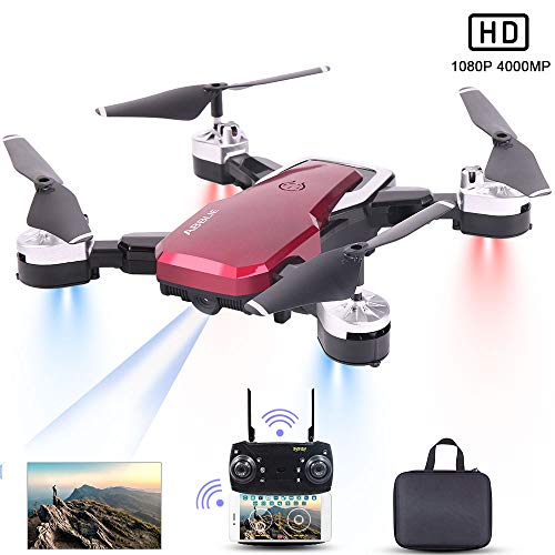 Abblie Drone con Camara HD, Drones para Niños con Camara 1080P 4K Cámara Full HD WiFi FPV, Volando por 20 Minutos/Foto Gestual/Altitude Hold/Sensor de Gravedad, Apto para Principiantes(Rojo)