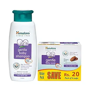 Himalaya Baby Shampoo (400 ml) & Himalaya Gentle Baby Soap Value Pack, 4*75g