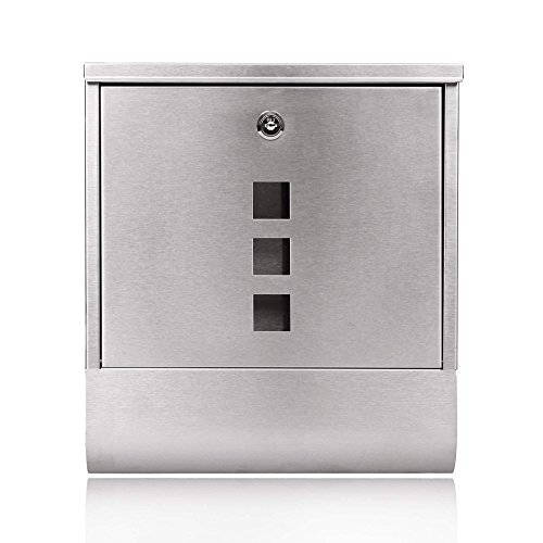 Preisvergleich Produktbild cooshional Design Briefkasten Edelstahl mit Zeitungsfach Postkasten Mailbox Briefkastenanlage Letterbox