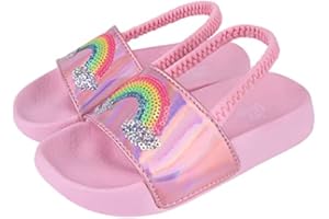 DREAM QUANZHOU Girls Flip Flops Boys Summer Slippers Kids Glitter Sliders Beach Bathroom Pool Cute Sandals Toddlers Home Shower Shoes Lightweight Non-slip Little Girls Sequins Slides for Indoor Outdoor
