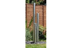 Primrose 100cm 3 Tiered Tubes Modern Stainless Steel Column Outdoor Water Feature With Lights on Base