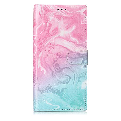 Preisvergleich Produktbild Homikon PU Leder Hülle Retro Schutzhülle Brieftasche Ledertasche Bookstyle Lanyard Weiche Handyhülle Kunstleder Lederhülle Case Cover Kompatibel mit Samsung Galaxy Note 10 Plus - Grüner Marmor