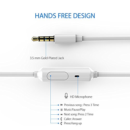 Chououkiu Cuffie Auricolari Stereo Cablato Leggero Regolabile Cuffie Portatili a Fascia con Microfono per iPhone iPad Smartphones Tablet PC Portatile per Bambini o Adulti (Bianco)