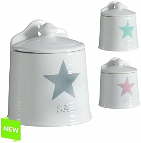 Salt container with lid modern design star 3 colored (Pink)