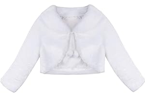 inlzdz Kids Baby Girls Faux Fur Princess Bolero Shrug Cardigan Cape Coat Jacket Wedding Birdesmaid Flower Dress Cover up