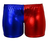 Womens Metallic Wet Look Hot Pants Shorts Shiny Womens RED BLUE Halloween Summer Fancy Party Disco