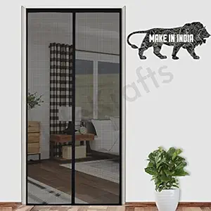 Lifekrafts Polyester Mosquito Screen Curtain for Main Doors Mesh with Magnets (Black, 210 x 90 Cms)